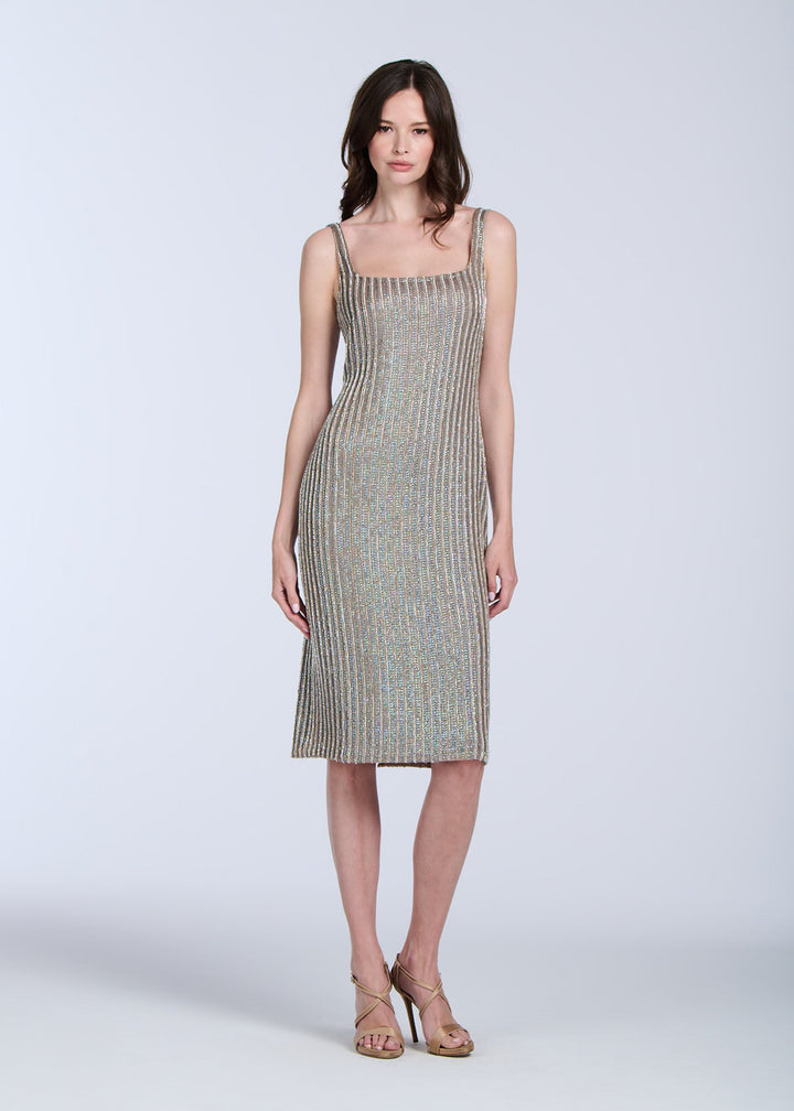 SQUARE NECK CRYSTAL MIDI SHIFT IN DIAMOND