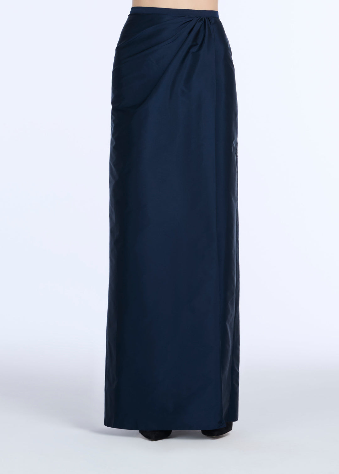 SOFT TAFFETA FAUX WRAP SKIRT NAVY