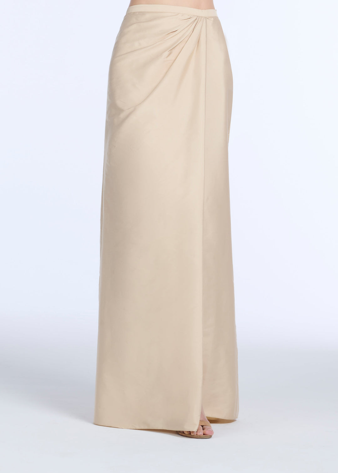 SOFT TAFFETA FAUX WRAP SKIRT CHAMPAGNE