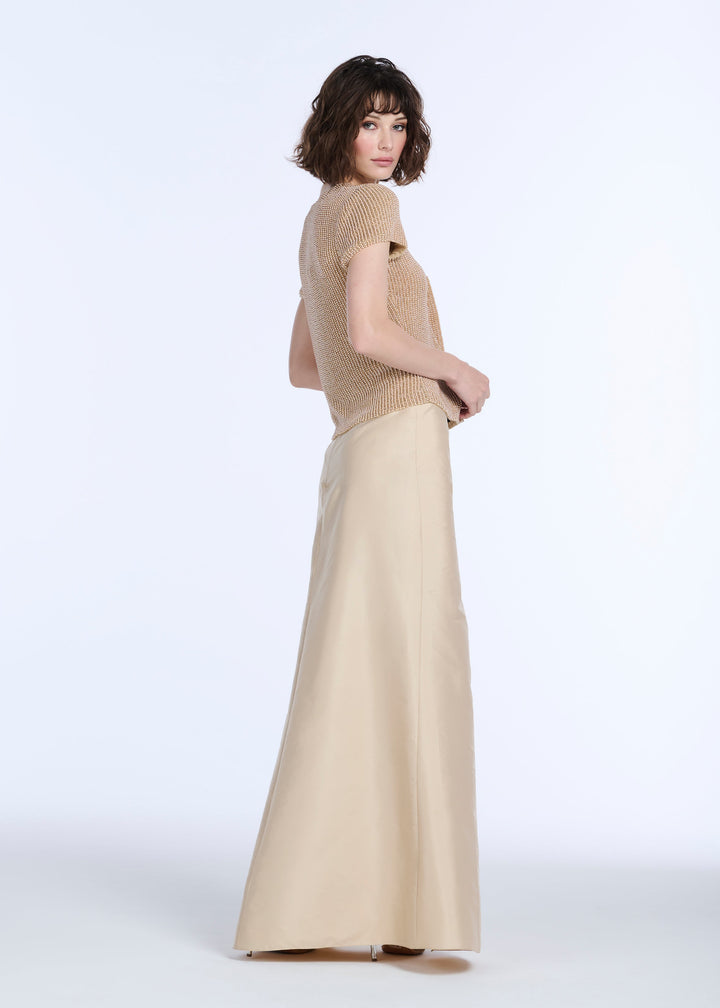 TAFFETA BIAS LONG SKIRT CHAMPAGNE