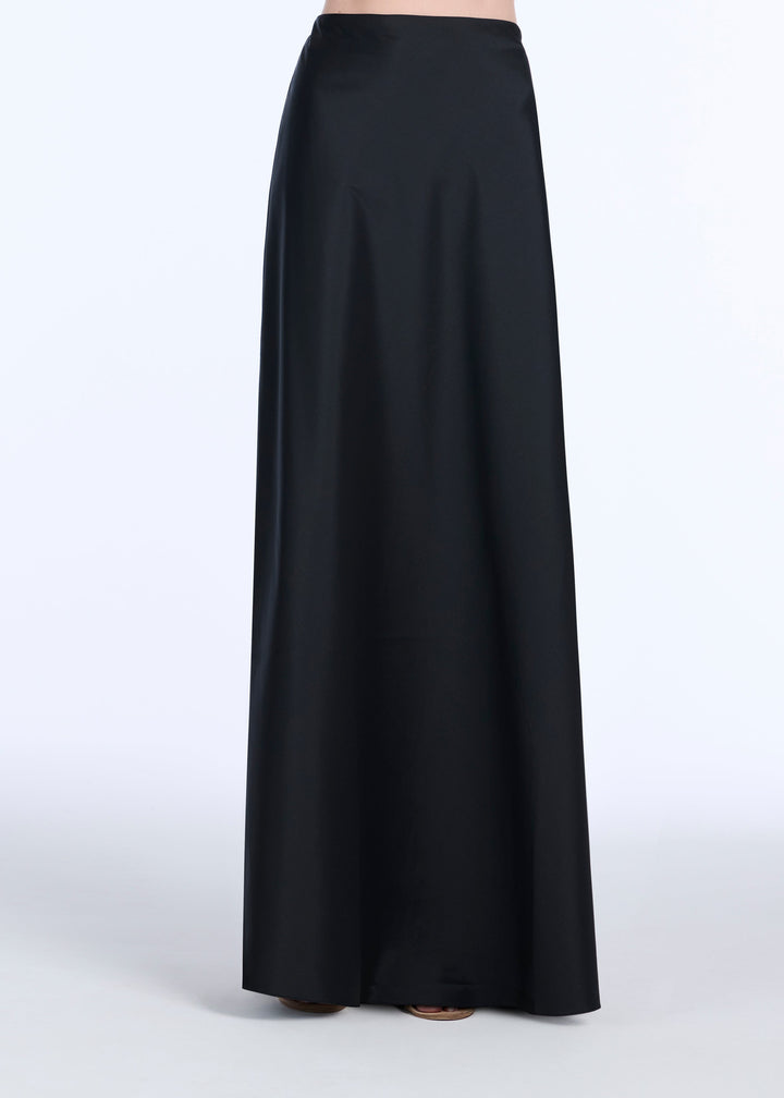 TAFFETA BIAS LONG SKIRT BLACK