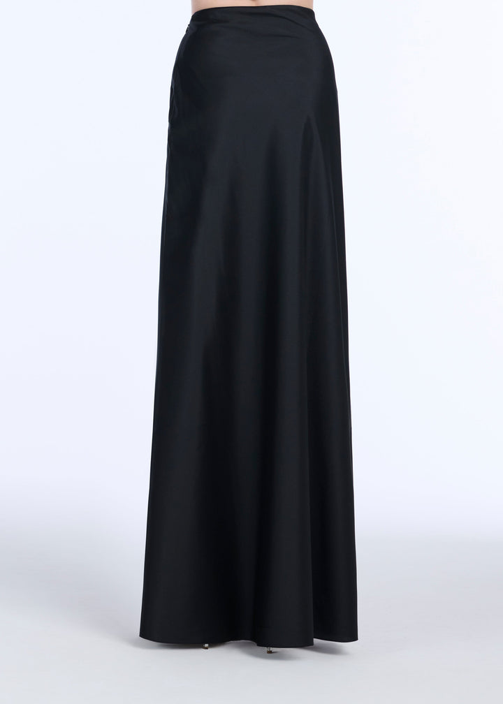 TAFFETA BIAS LONG SKIRT BLACK