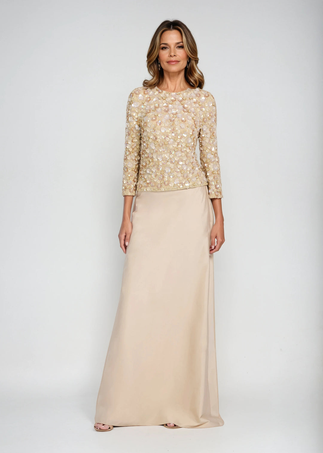TAFFETA BIAS LONG SKIRT CHAMPAGNE