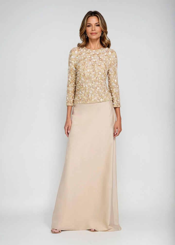 TAFFETA BIAS LONG SKIRT CHAMPAGNE