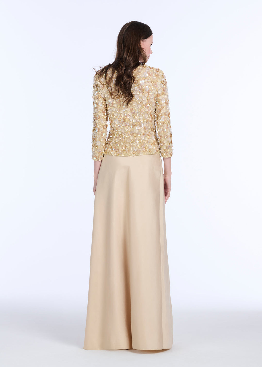 TAFFETA BIAS LONG SKIRT CHAMPAGNE