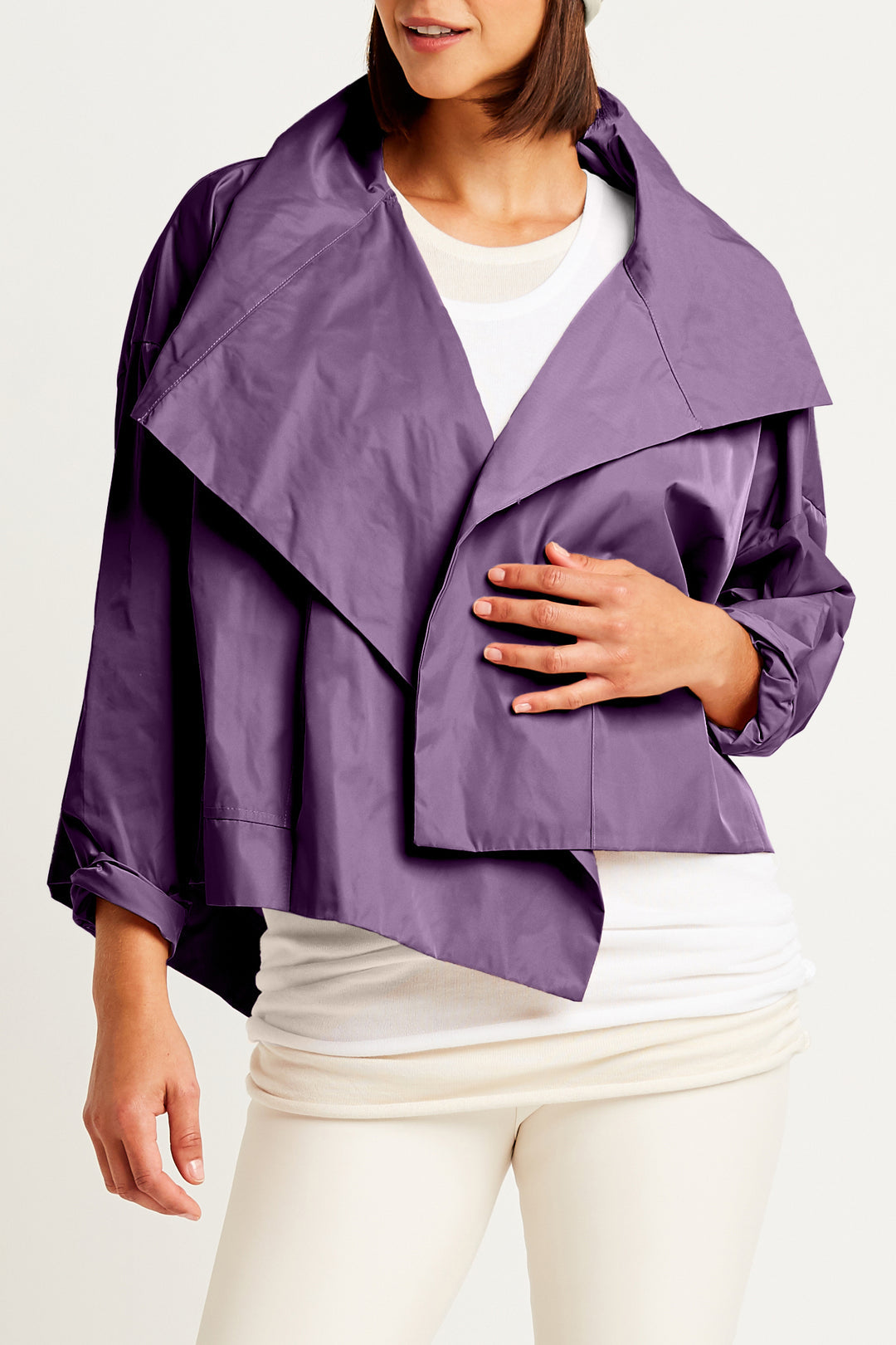 Asymmetric Nylon Jacket Plum