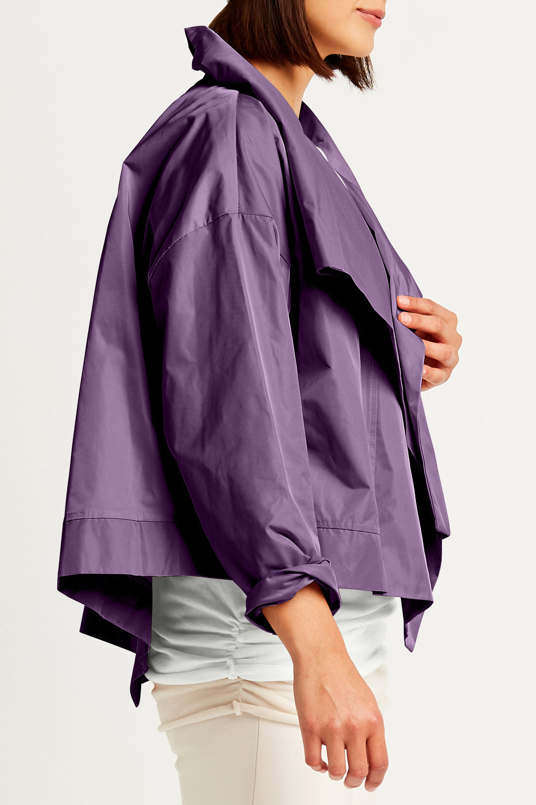 Asymmetric Nylon Jacket Plum