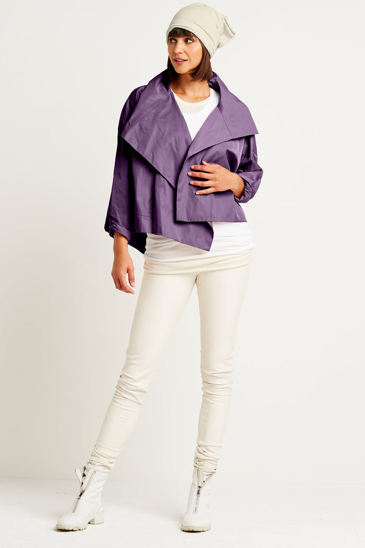 Asymmetric Nylon Jacket Plum