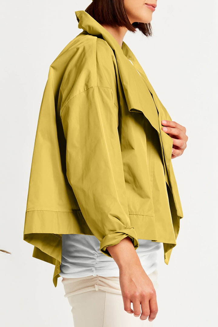 Nylon Cropped Asymmetrical Jacket Chartreuse