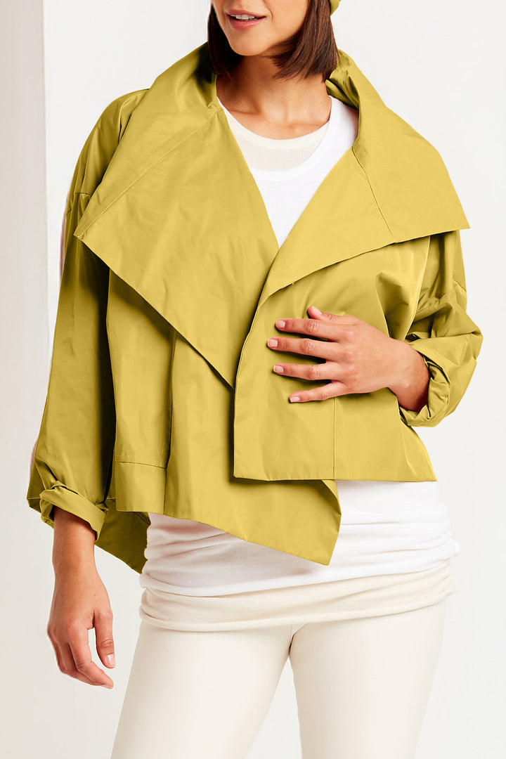 Nylon Cropped Asymmetrical Jacket Chartreuse