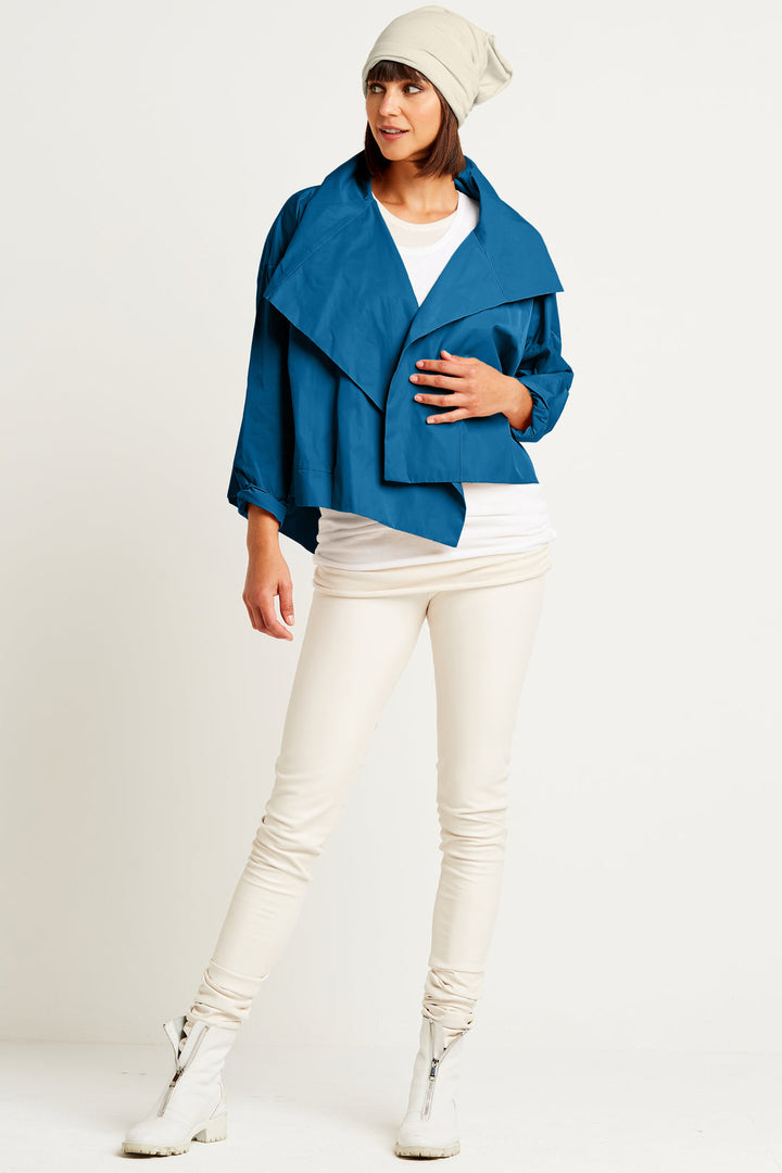 Nylon Cropped Asymmetrical Jacket Lake