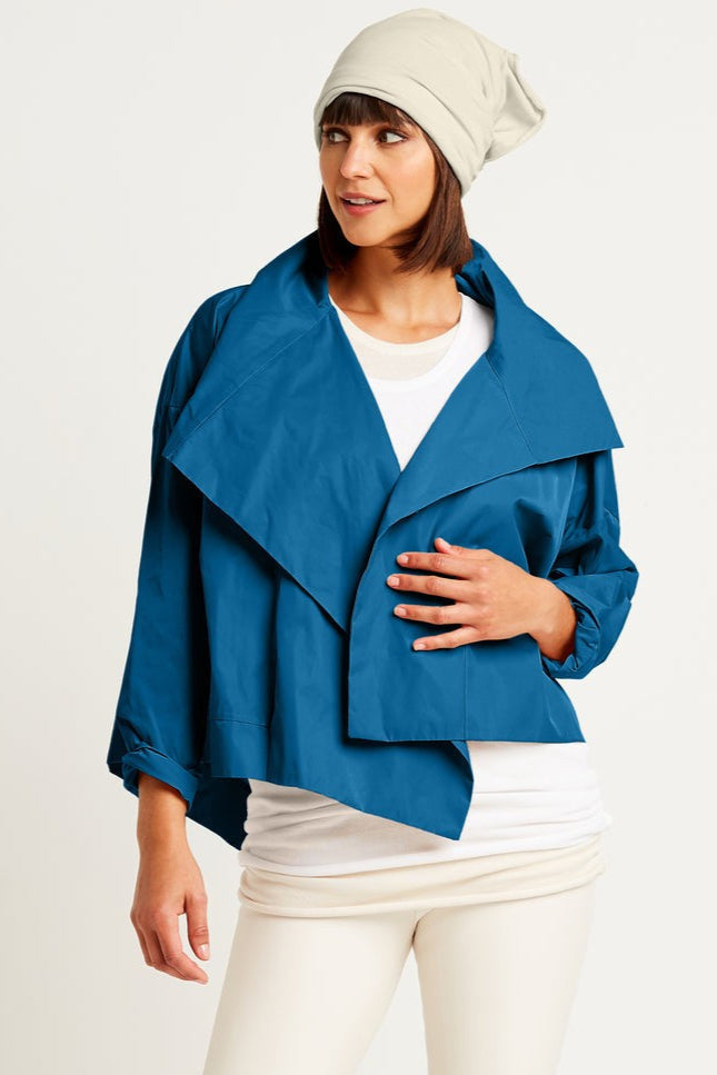 Nylon Cropped Asymmetrical Jacket Lake