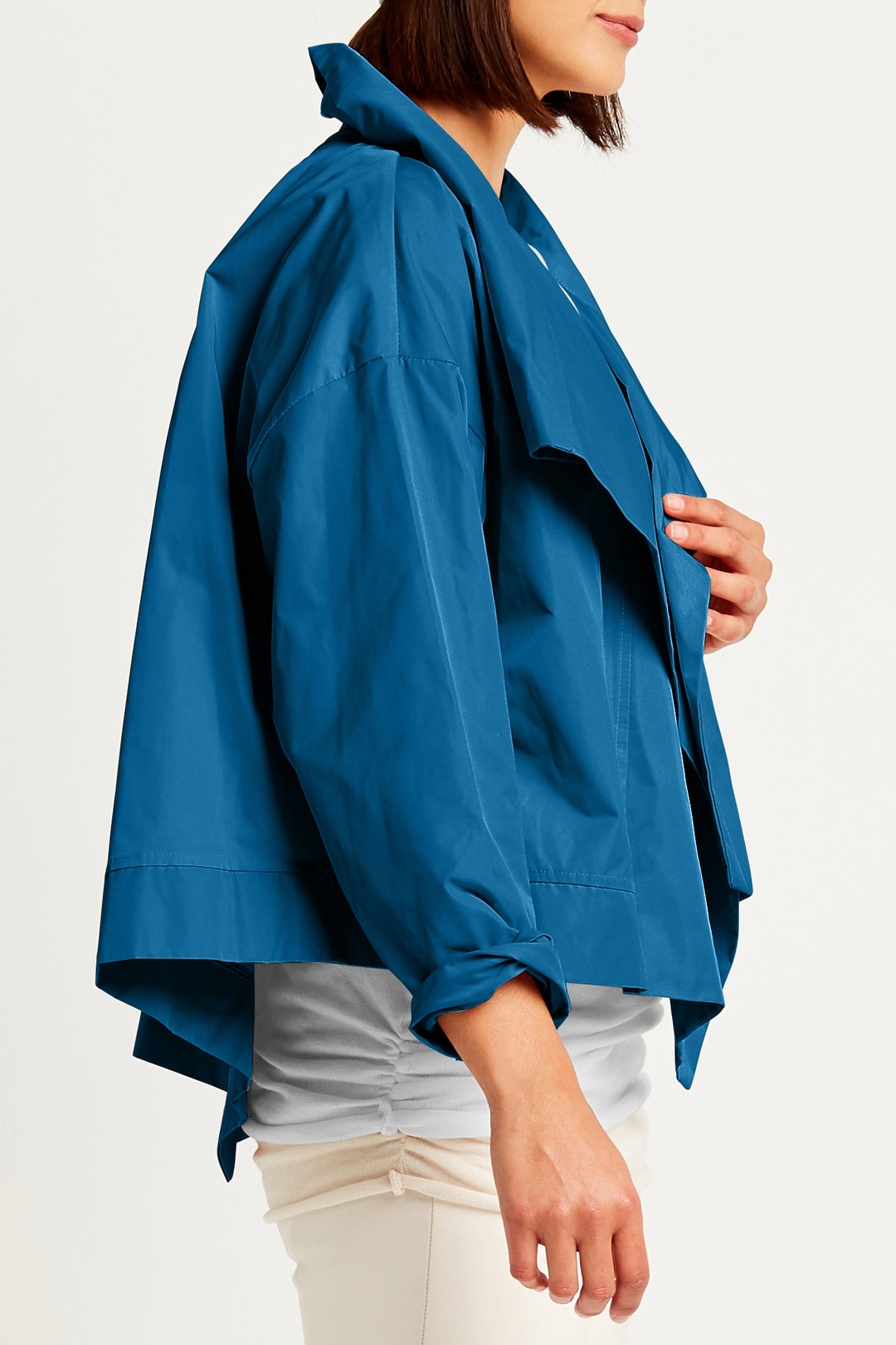 Nylon Cropped Asymmetrical Jacket Lake