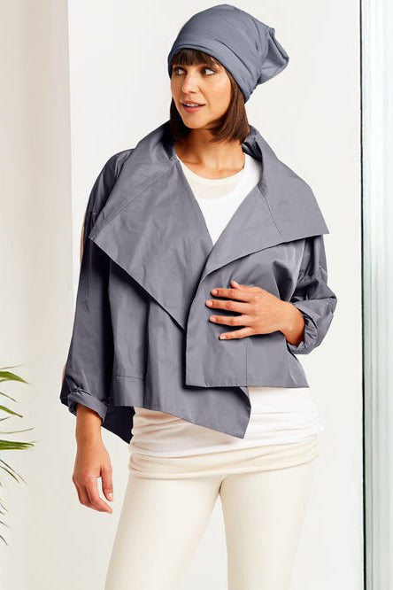 Nylon Cropped Asymmetrical Jacket Lava