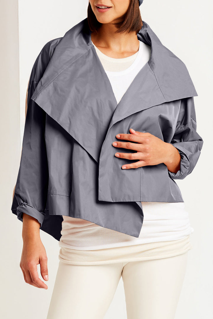 Nylon Cropped Asymmetrical Jacket Lava