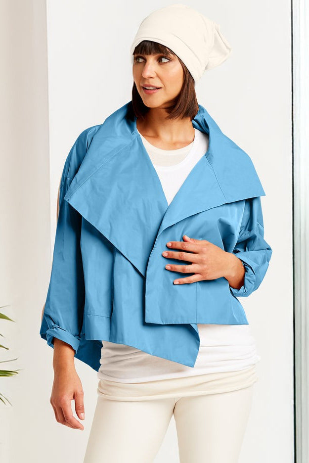 Nylon Cropped Asymmetrical Jacket Vapor