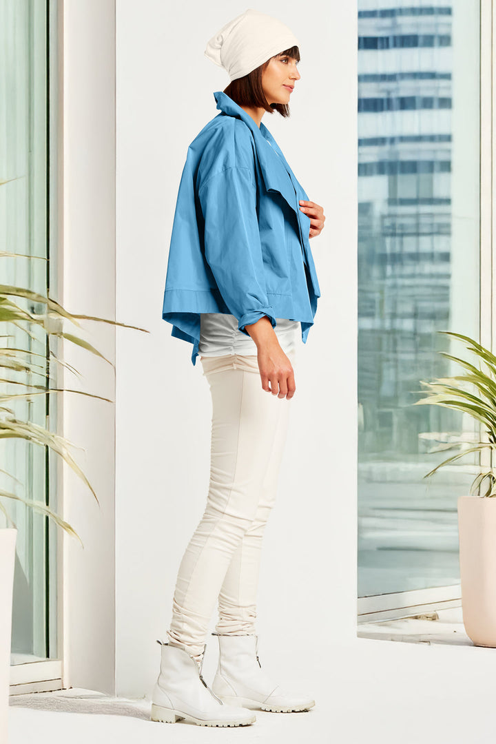 Nylon Cropped Asymmetrical Jacket Vapor