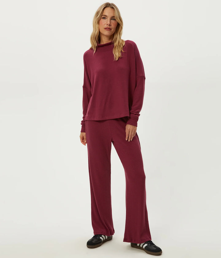 Frida Mock Neck Top Garnet