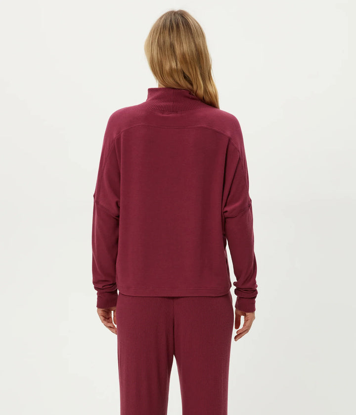 Frida Mock Neck Top Garnet