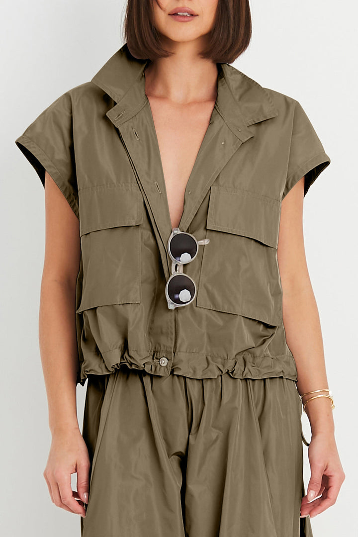 Nylon Mini Cargo Vest Loden