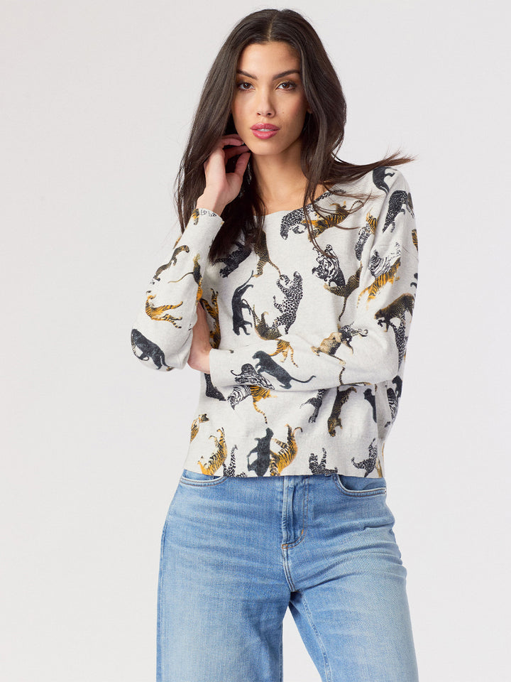 Tiger Print Crewneck Silver