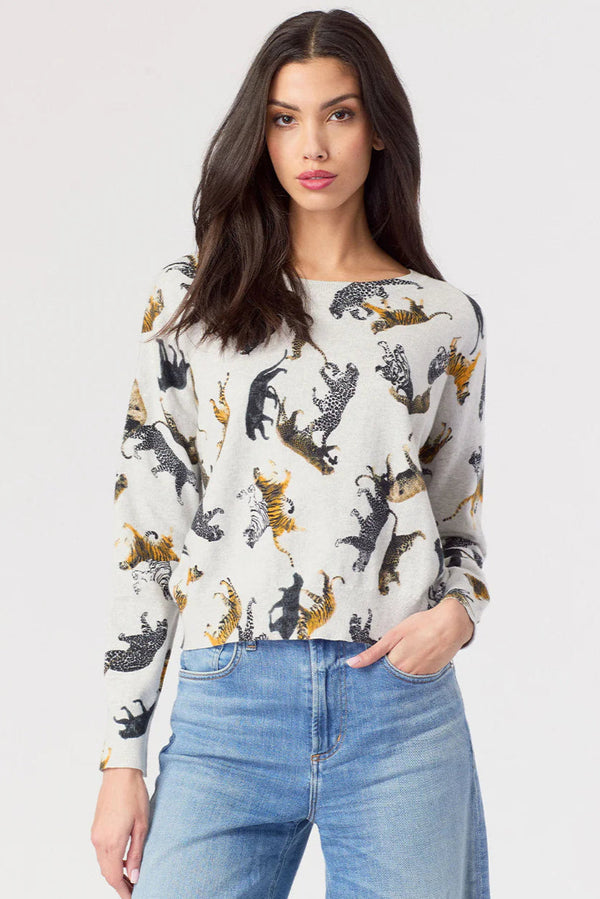 Tiger Print Crewneck Silver