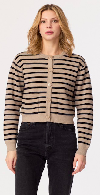 Stripe Crewneck Cardigan