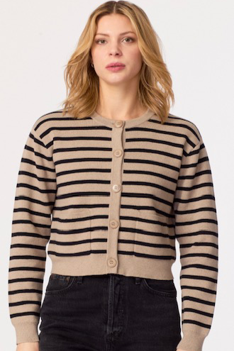 Stripe Crewneck Cardigan