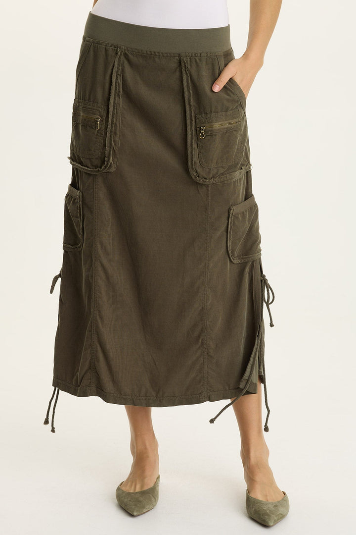 Sisu Corduroy Adjustable Cargo Midi Skirt