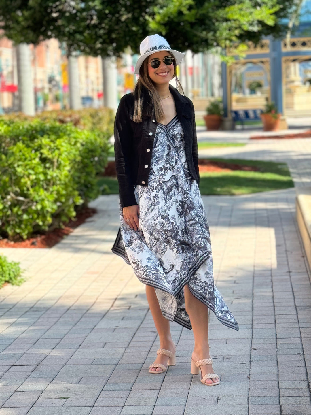 Silk Dress / Black and White Toile