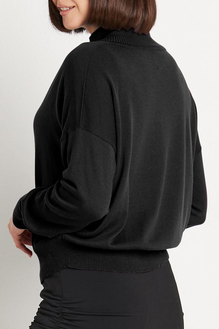 Pima Cotton Preppy V Neck Sweater Black