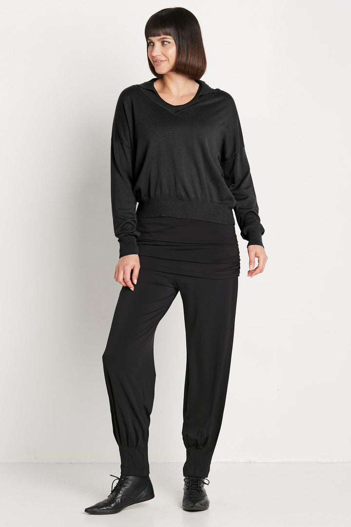 Pima Cotton Preppy V Neck Sweater Black
