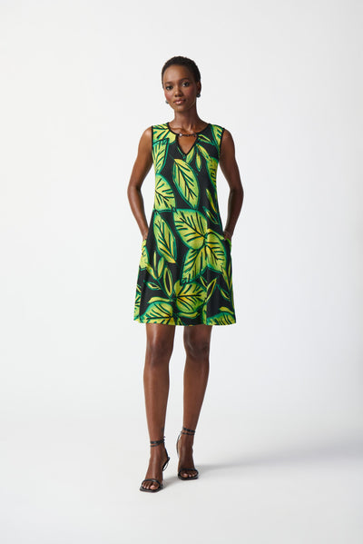 Tropical Print Silky Dress