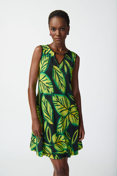 Tropical Print Silky Dress