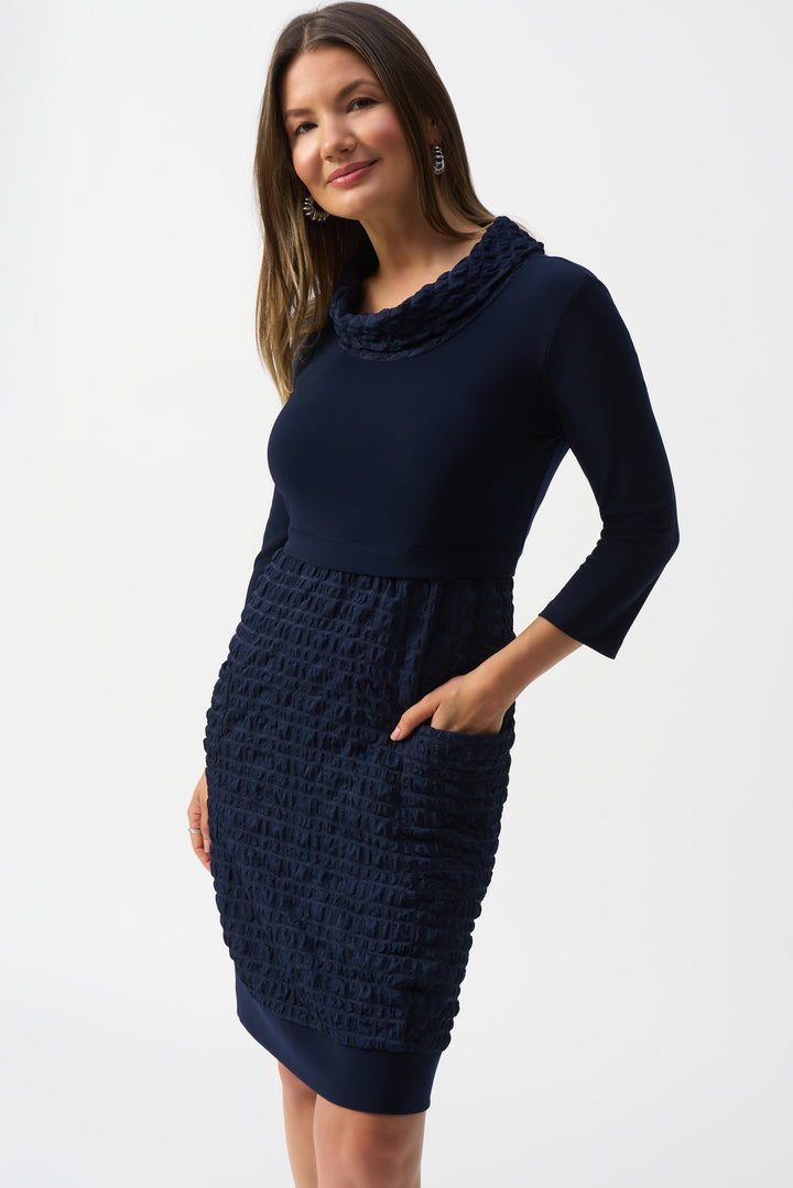 Jacquard & Silky Knit Cocoon Dress Midnight