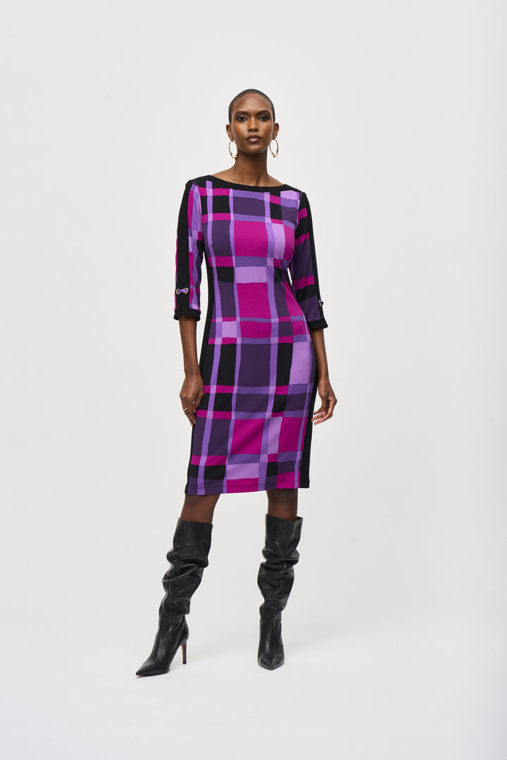 Silky Plaid Print Dress