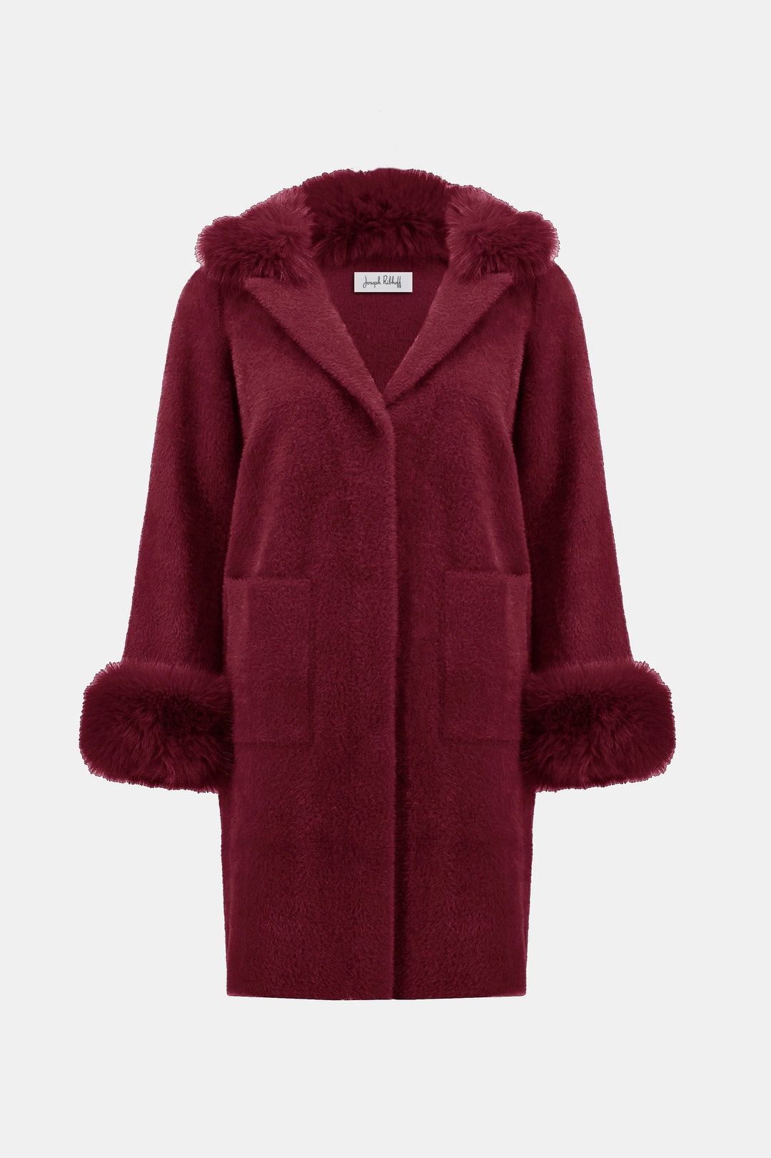 Feather Yarn and Faux Fur Sweater Coat
