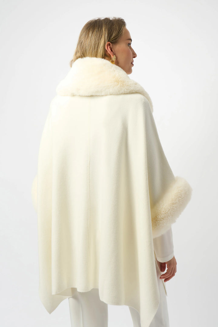 Brushed Jacquard and Faux Fur Cape Vanilla