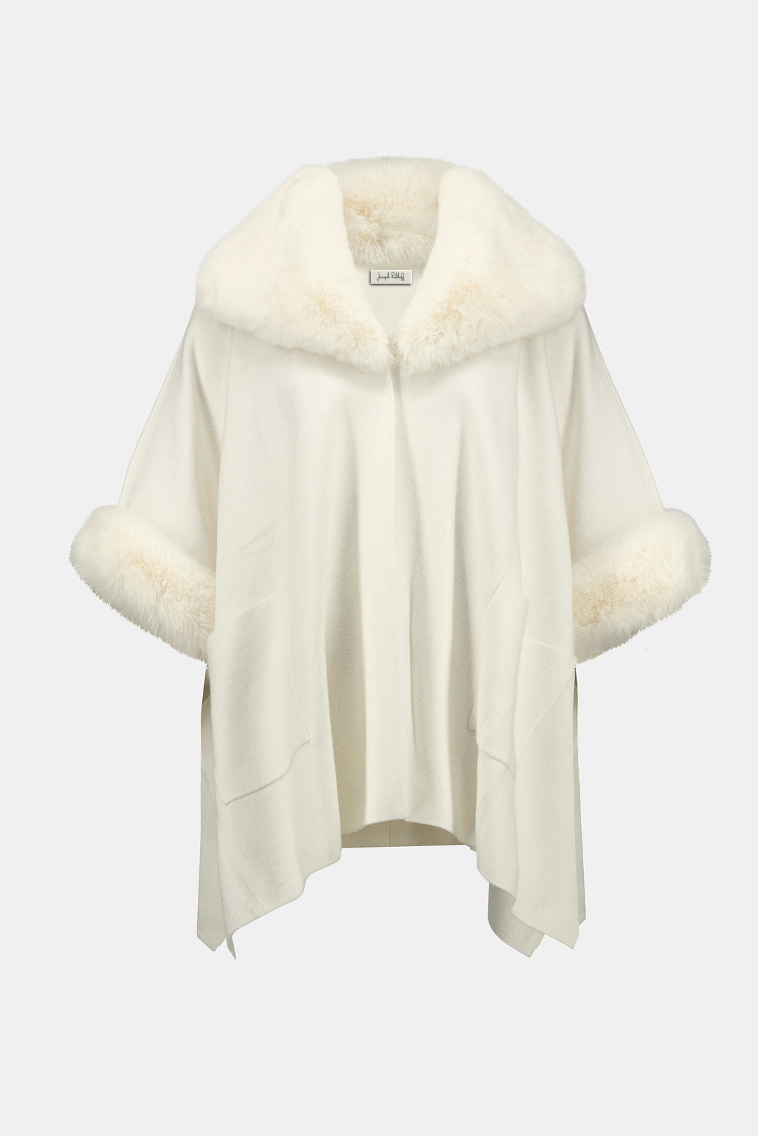Brushed Jacquard and Faux Fur Cape Vanilla