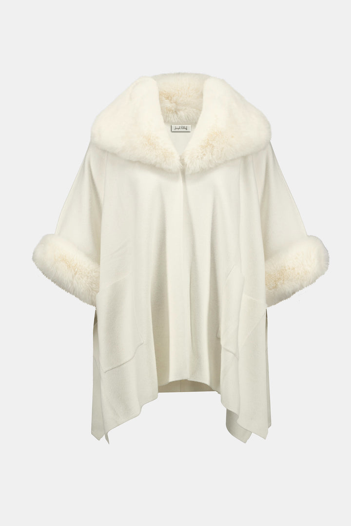 Brushed Jacquard and Faux Fur Cape Vanilla