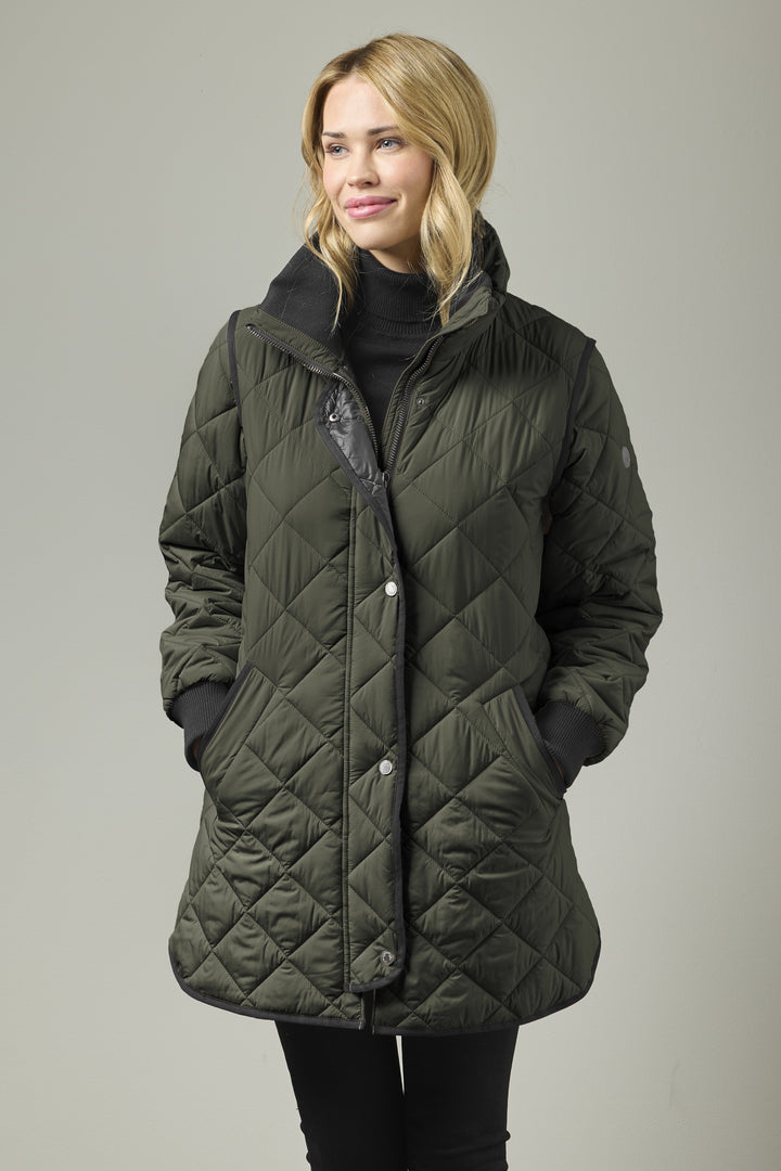 Magrethe Side Vent Quilt Jacket Olive