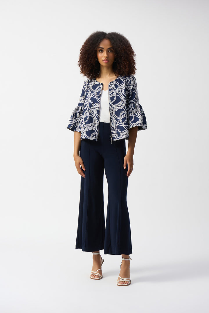 Silky Knit Pull-On Wide Leg Pants in Navy