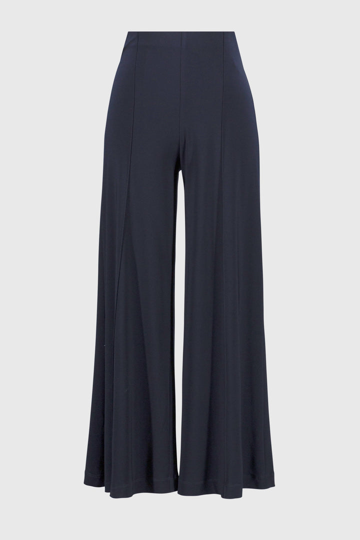Silky Knit Pull-On Wide Leg Pants in Navy