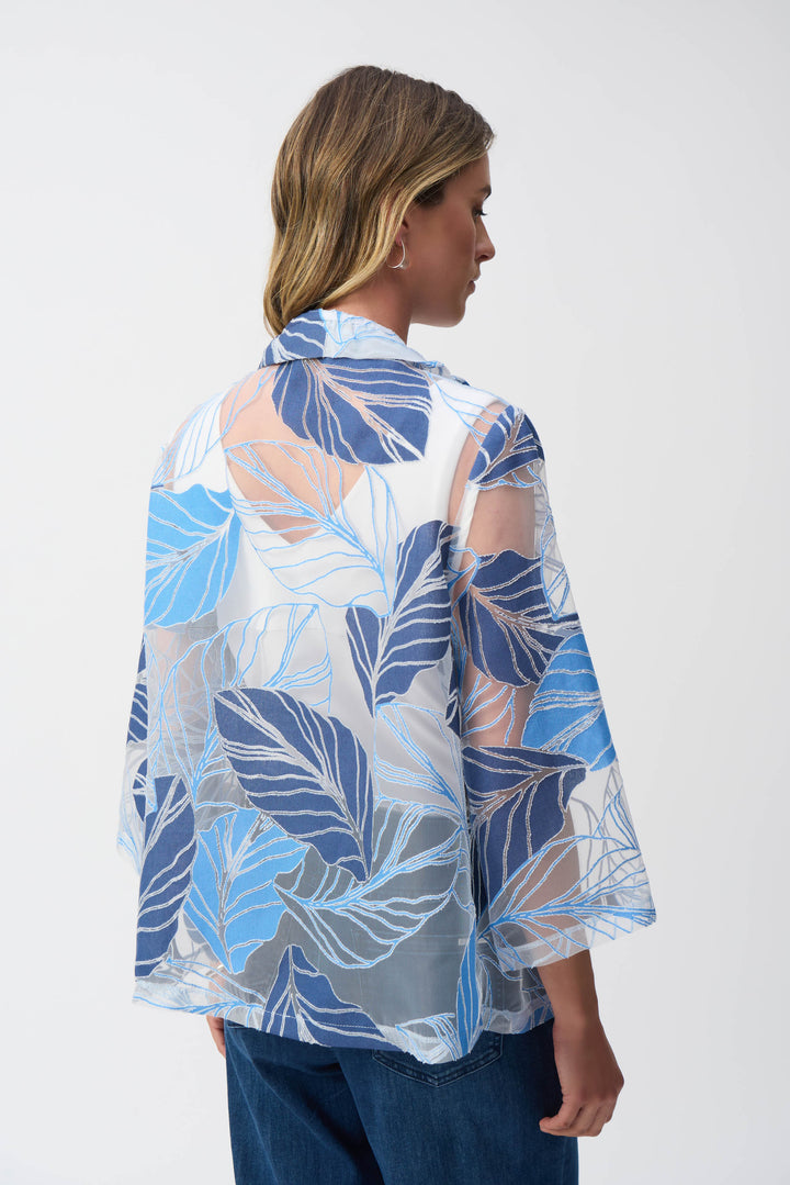 Leaf Print Trapeze Jacket