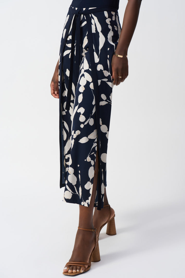 Silky Knit Abstract Print Wide Leg Pants