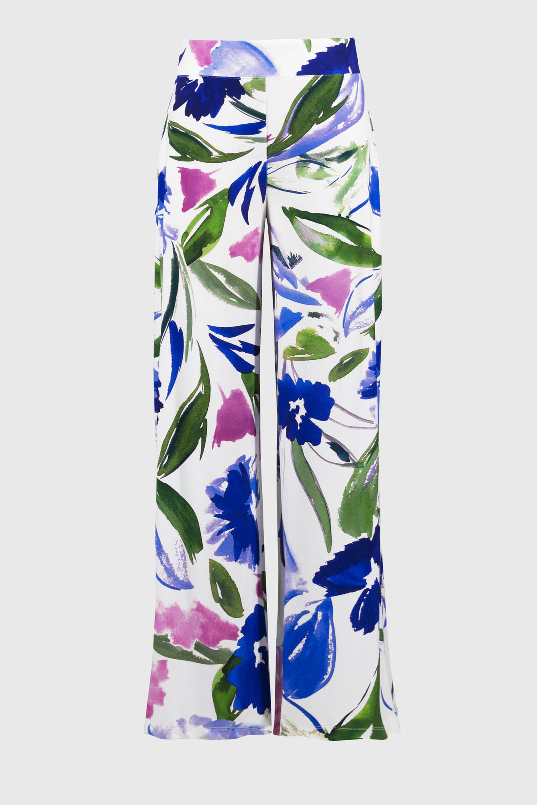 Silky Knit Floral Print Wide Leg Pants