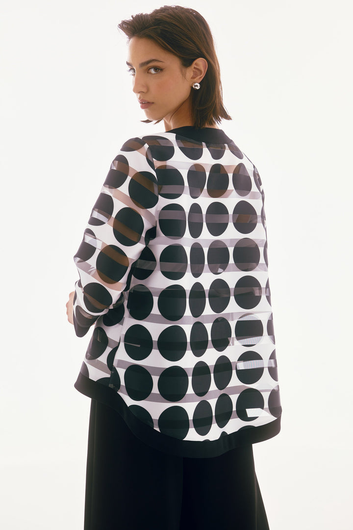 Shadow Stripe Dot Print Swing Jacket