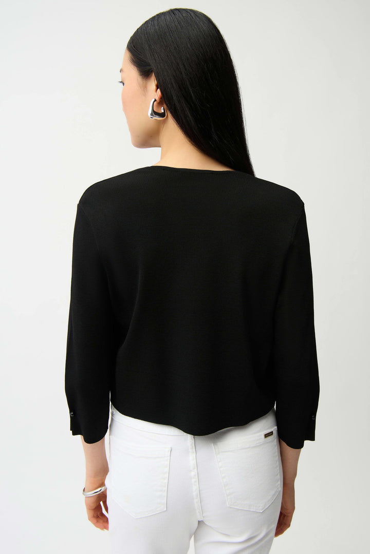 Sweater Knit Cover-Up with Pearl Ornament in Black