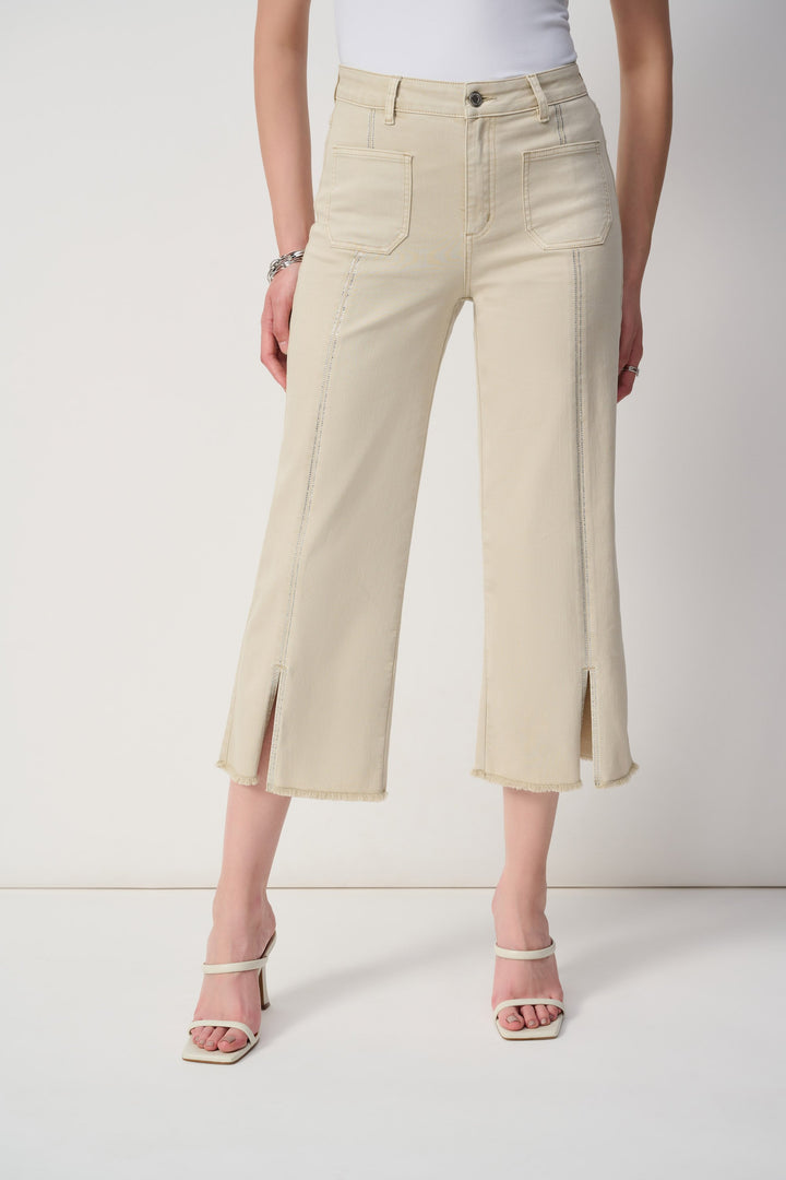 Culotte Jeans With Embellished Front Seam