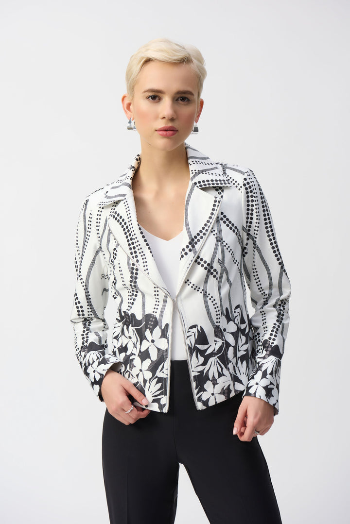 Foiled Faux Suede Floral Print Jacket